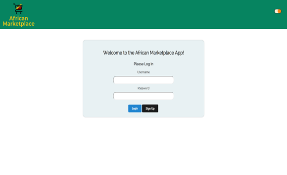 African Marketplace log in page 